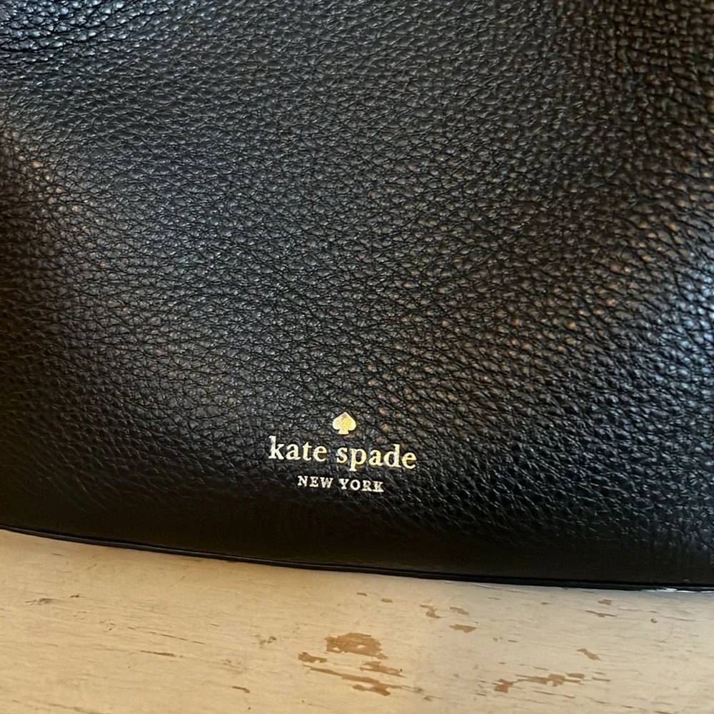 EUC Kate Spade black leather bucket purse bag